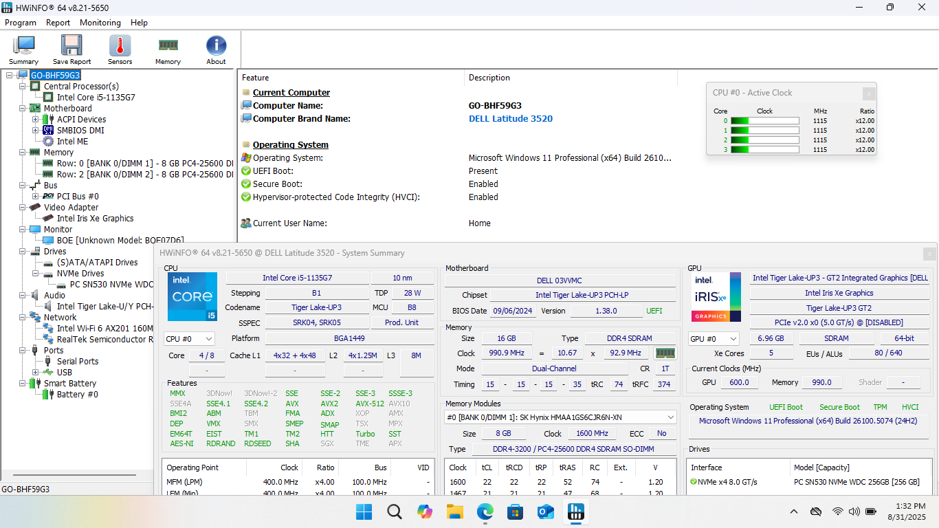 Dell Latitude 3520 Laptop, 15.6" FHD, i5-1135G7, 16GB, 256GB SSD - Photo 18
